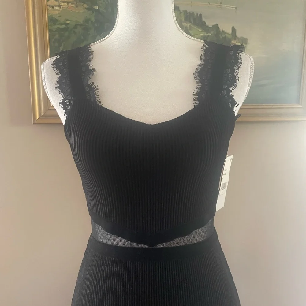 $148 French Connection Women's Black Sarelle Ottoman Lace Cocktail Dress Size 4 - Picture 4 of 15